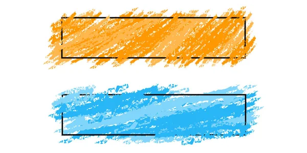 Zwei Stilvolle Rahmen Banner Mit Farbigen Pinselstrichen Vektorset Moderne Grafik — Stockvektor