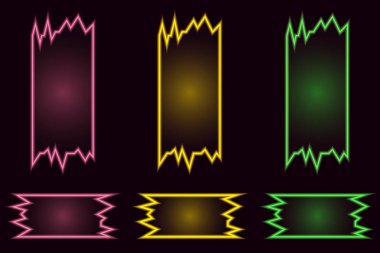 Yaratıcı geometrik parlak neon vektör pankartlar siyah ba kümesi