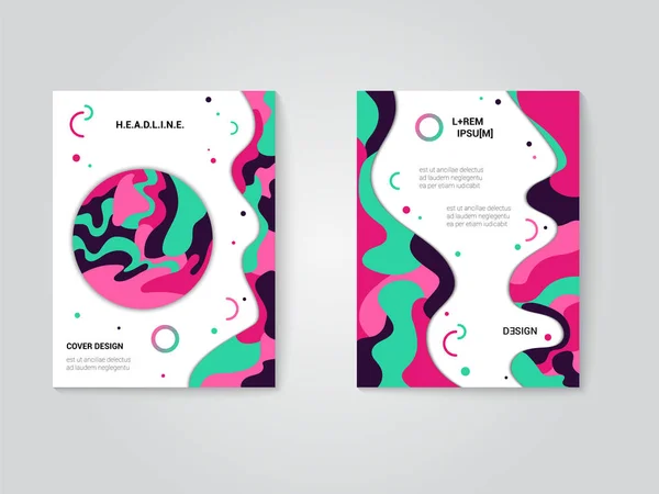 Conjunto de capas de brochura moderna, design futurista com cores da moda — Vetor de Stock