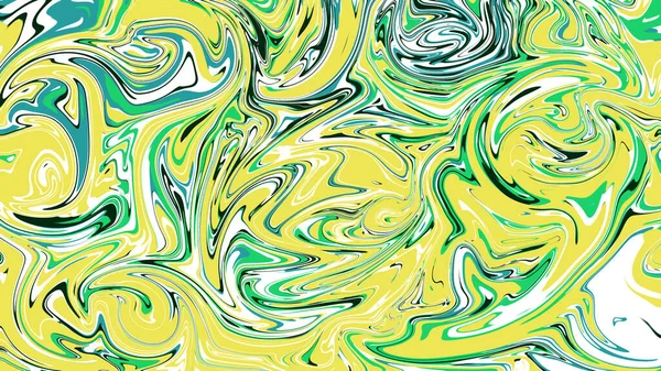 Abstraktní Tekutá Mramorová Textura Teplé Barvy Malovat Želé Ilustrace Zelená — Stock fotografie