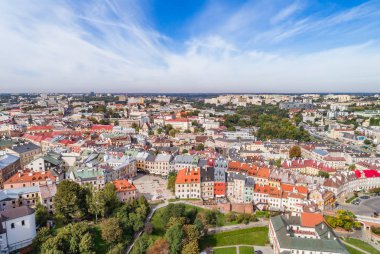 Landscape of the old city in Lublin. Lublin from a bird's eye view, view of Po Farze Square.