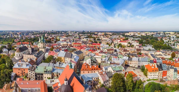 Lublinova Stará Městská Krajina Pohledu Ptačí Perspektivy Prominentním Náměstím Farze — Stock fotografie