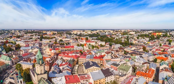 Люблин Воздушная Панорама Старого Города Тринитарная Башня Королевский Трибунал Видны — стоковое фото