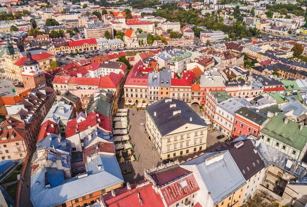 Lublin kuş bakışı. Lublin Eski şehir, Eski Crown Mahkemesi'nde havadan görünümü.