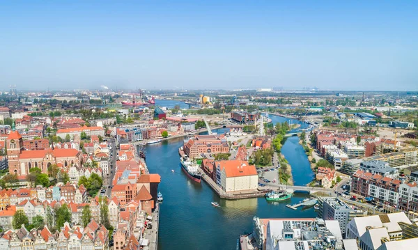 Gdansk Från Fågel Perspektiv City Panorama Floden Motawa Och Oowianka — Stockfoto