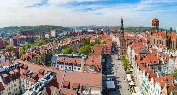 Gdaňské Město Pohledu Ptačí Perspektivy Staré Město Dugi Targ — Stock fotografie