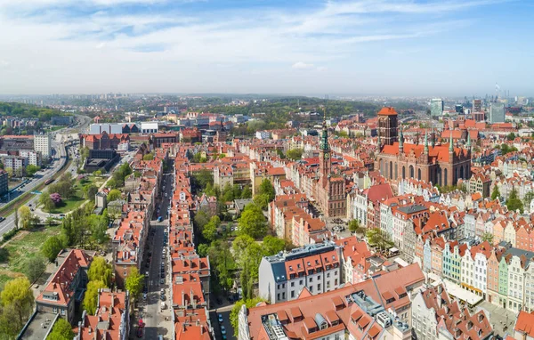 Gdaňské Zobrazení Vzduchu Bazilika Svatého Marie Gdask Shakespearovské Divadlo Další — Stock fotografie