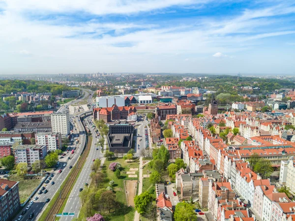 Gdansk Vue Oiseau Paysage Urbain Avec Théâtre Shakespearien Apparent — Photo