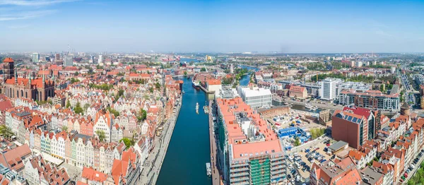 Gdansk Uma Visão Olho Pássaro Cidade Rio Motawa Flui Através — Fotografia de Stock