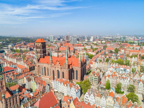 Touristische Landschaft Der Stadt Danzig Altstadt Aus Der Vogelperspektive Mit — Stockfoto