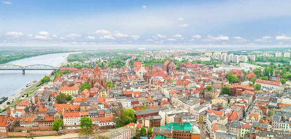 Torun Landscape Bird Eye View Panorama Old Town Vistula River — Stock Photo, Image