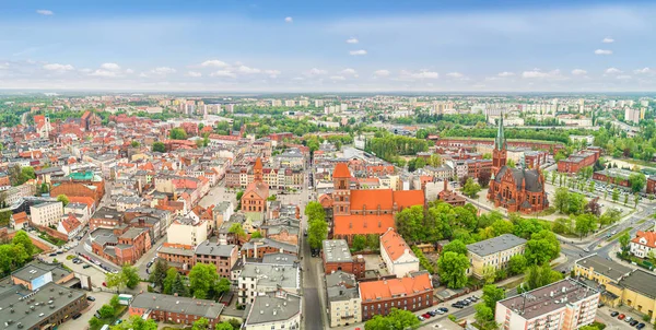 Torun 보이는 스퀘어가있는 조감도에서 도시의 파노라마 — 스톡 사진