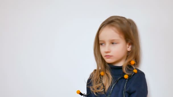 Winter Portrait Of Cute Little Girl With Long Blonde Hair And Big