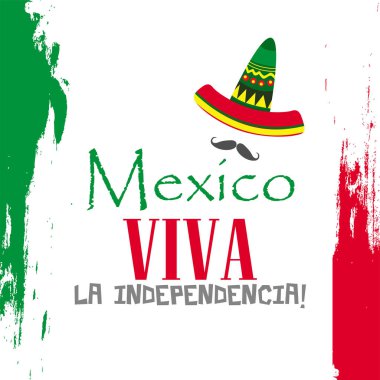 Viva Mexico 'nun yaratıcı vektör illüstrasyonu, geleneksel Meksika tatili, vektör illüstrasyonu