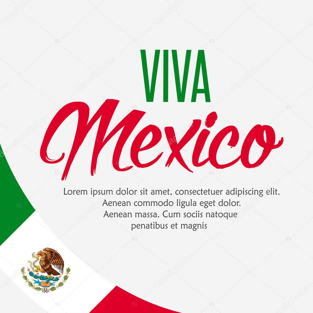 Creative vector illustration of Viva Mexico, traditional mexican phrase holiday, lettering vector illustration