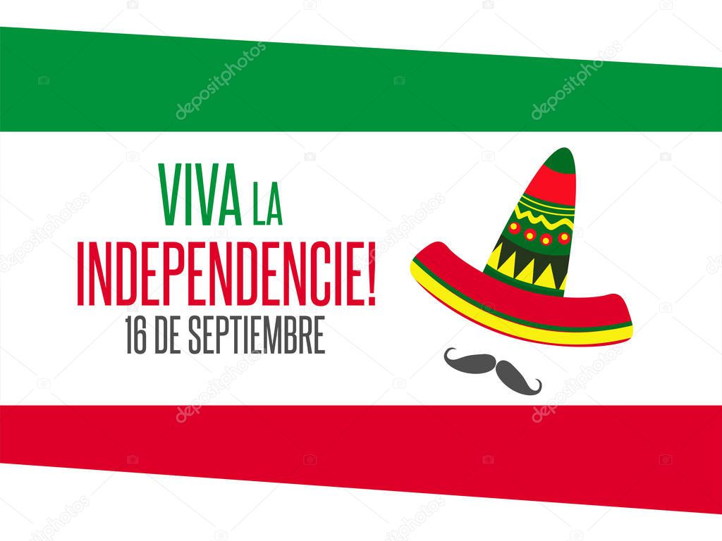 Viva Mexico, traditional mexican phrase holiday, lettering vector illustration