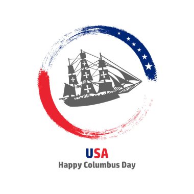 Columbus günü kutlu olsun. Eğilim hat. Vektör çizim. Büyük tatil hediye kartı veya başlık sayfası veya poster