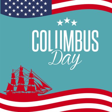 Columbus günü kutlu olsun. Eğilim hat. Vektör çizim. Büyük tatil hediye kartı veya başlık sayfası veya poster