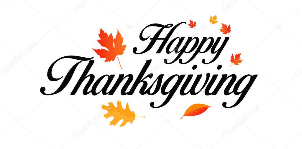 Vector illustration. Happy Thanksgiving Day typography vector design for greeting cards and poster on a textural background design template celebration. Happy Thanksgiving inscription, lettering.