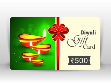 Diya diwali hediye kartı tasarım Hindistan'ın ışık Festivali için mutlu Diwali Holiday arka plan üzerinde havai fişek ile yanan yaratıcı illüstrasyon.