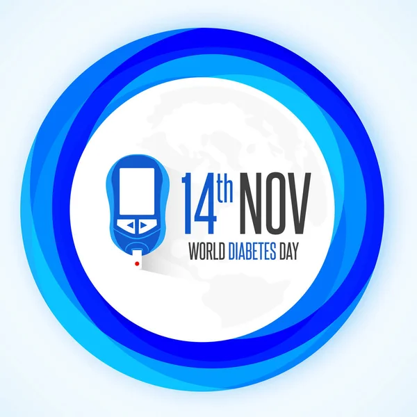 Weltdiabetestag Bewusstsein Mit Händen Halten Messgerät Für Blutzuckerspiegel Hand Halten — Stockvektor