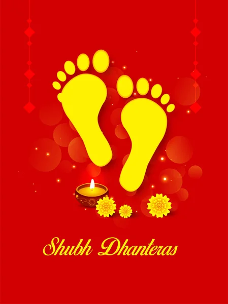 Innovativo Astratto Banner Poster Dhanteras Con Dea Maa Lakshmi Laxmi — Vettoriale Stock