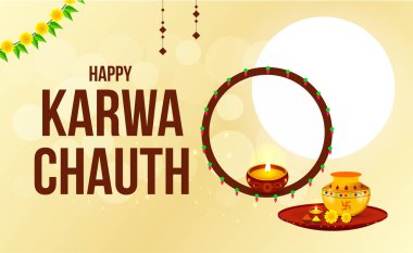 Karwa Chauth için hoş ve güzel soyut bir arka plan resimde güzel ve yaratıcı bir tasarım ile.