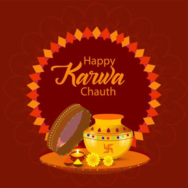 Karwa Chauth için hoş ve güzel soyut bir arka plan resimde güzel ve yaratıcı bir tasarım ile.