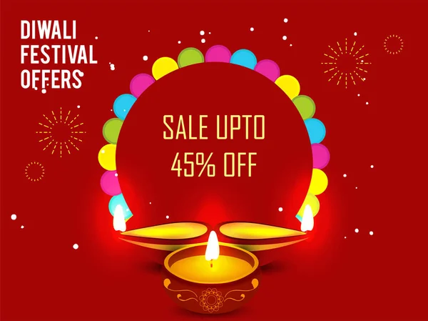 Happy Diwali Poster Header Banner Greeting Card Design Illustration Illuminated — Stock Vector