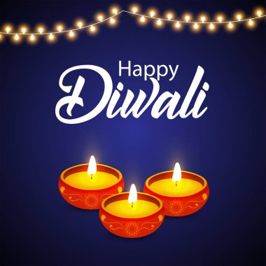 Işıklı yağ lambası, arka plan bulanık diwali dhamaka satışa gösterimi ile mutlu Diwali poster, başlığı, başlık veya tebrik kartı tasarımı.