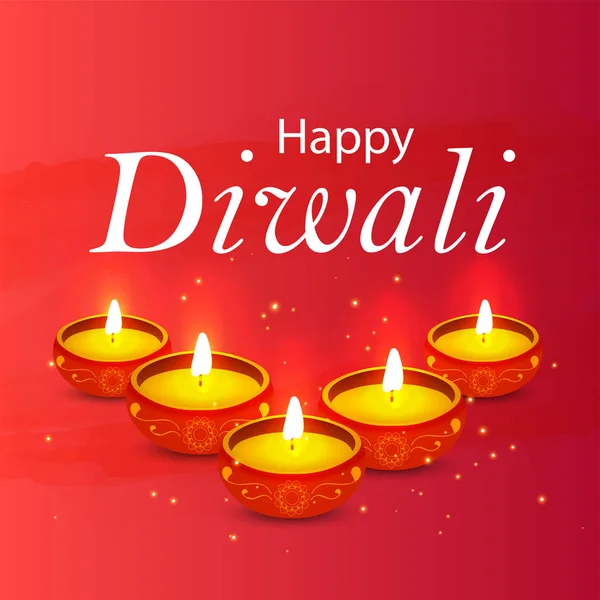 Işıklı yağ lambası, arka plan bulanık diwali dhamaka satışa gösterimi ile mutlu Diwali poster, başlığı, başlık veya tebrik kartı tasarımı.