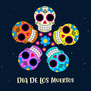 Ölü poster ile iskelet, Meksika geleneksel tatil günü. Meksika ifadeler çeviri: 