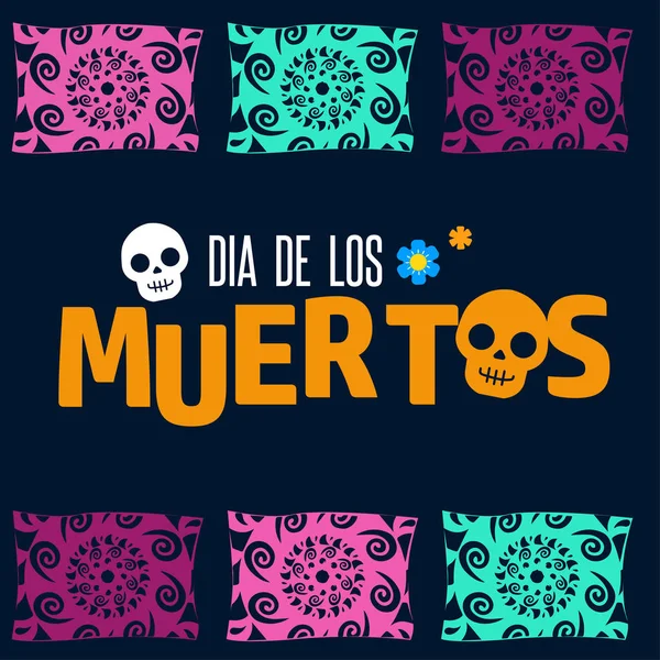 Día Del Póster Muerto Con Esqueleto Fiesta Tradicional Mexicana Traducción — Vector de stock