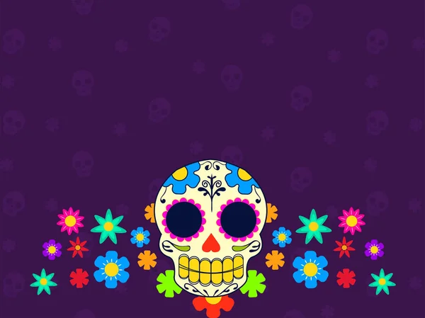 Dia Cartaz Morto Com Esqueleto Feriado Tradicional Mexicano Tradução Redação —  Vetores de Stock