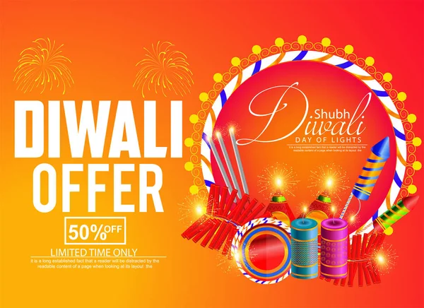 Happy Diwali Poster Header Banner Greeting Card Design Illustration Illuminated — Stock Vector