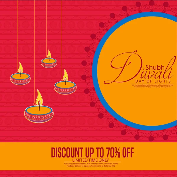 Happy Diwali Poster Header Banner Greeting Card Design Illustration Illuminated — Stock Vector