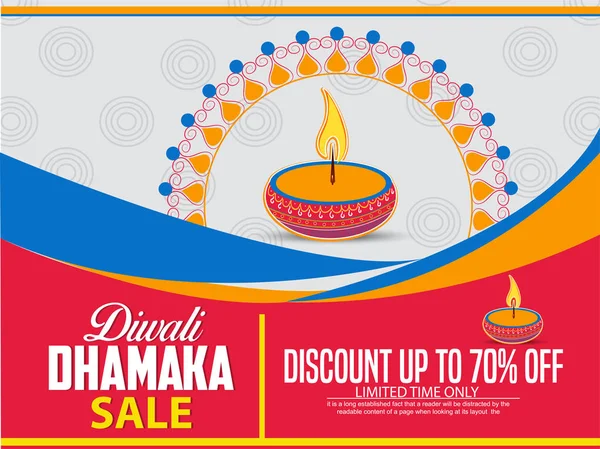 Cartaz Diwali Feliz Cabeçalho Banner Design Cartão Saudação Com Ilustração — Vetor de Stock
