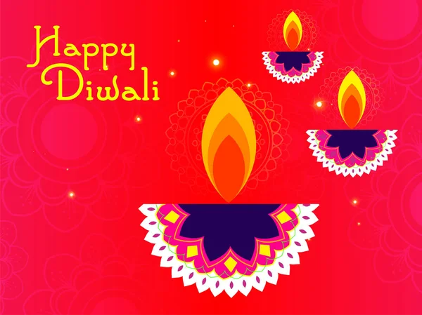 Иллюстрация Горящей Дийи Happy Diwali Фестиваль Света Индии Дизайн Шаблон — стоковый вектор