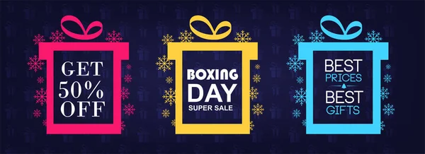 Set Boxing Day Sale Symbol Icons Calligraphic Design Boxing Day — Stock Vector