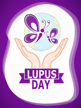 Bir arka planda güzel ve yaratıcı tasarım illüstrasyon ile Lupus Günü için Poster. - Vektör