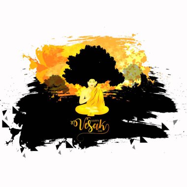 Pembe Lotus Çiçek ile Vesak Günü için bir Banner Vektör illüstrasyon. - Vektör