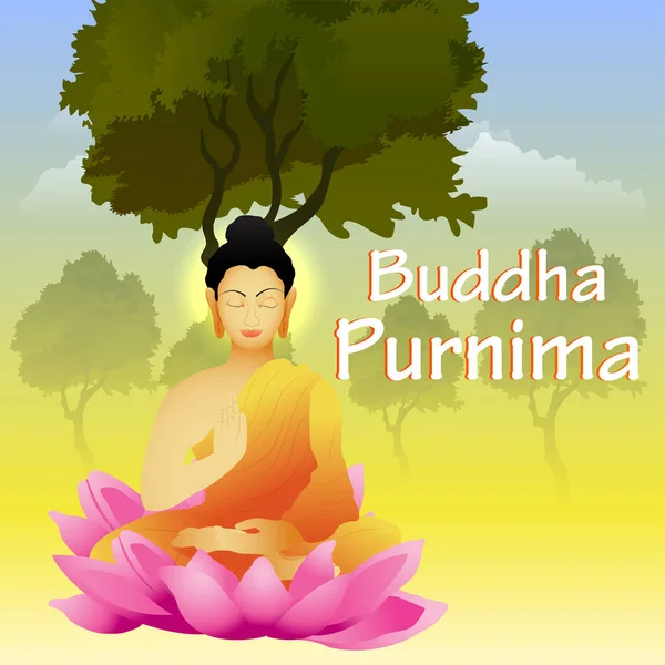 Pembe Lotus Çiçek ile Vesak Günü için bir Banner Vektör illüstrasyon. - Vektör