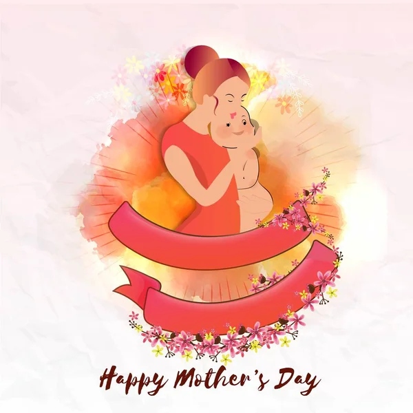 Happy Mother Day Layout Design Flowers Background Vector — стоковый вектор