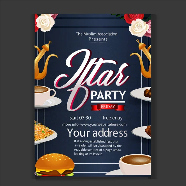 Eine Schöne Einladungskarte Flyer Für Iftar Dinner Party Party Vektor — Stockvektor