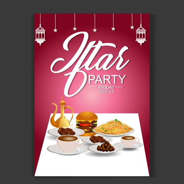 Eine Schöne Einladungskarte Flyer Für Iftar Dinner Party Party Vektor — Stockvektor