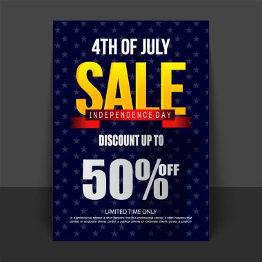 4 Temmuz poster şablonu. ABD Bağımsızlık günü kutlama Amerikan bayrağı ile. ABD 4 Temmuz promosyon reklam banner broşürler, poster veya banner için şablon. Vector resim EPS 10-vecto