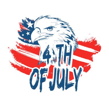 4 Temmuz poster şablonu. ABD Bağımsızlık günü kutlama Amerikan bayrağı ile. ABD 4 Temmuz promosyon reklam banner broşürler, poster veya banner için şablon. Vector resim EPS 10-vecto