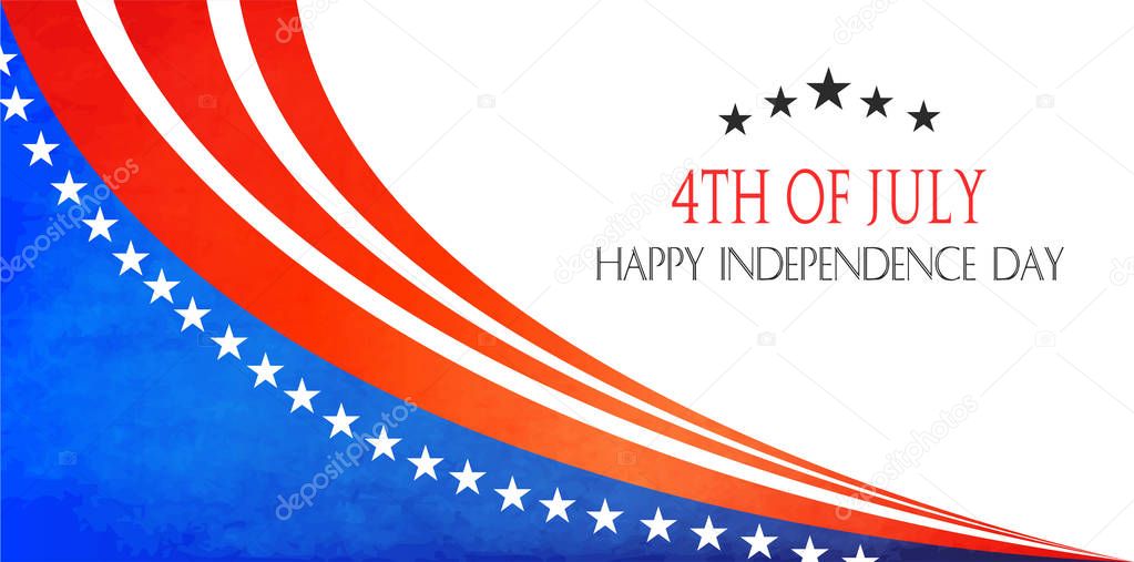 4th of July poster template.USA independence day celebration with American flag.USA 4 th of July promotion advertising banner template for Brochures,Poster or Banner.Vector illustration EPS 10 - Vecto