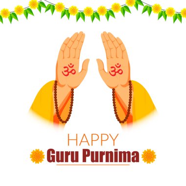 Hintçe metin ile Yaratıcı vektör İllüstrasyon Günü Kutlama Guru Purnima Onur Günü anlamı.