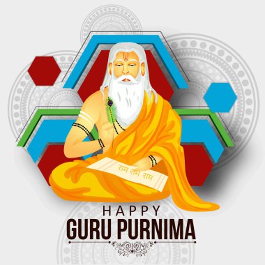 Hintçe metin ile Yaratıcı vektör İllüstrasyon Günü Kutlama Guru Purnima Onur Günü anlamı.